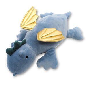 Pillowfort Bergen Blue Dragon Weighted Plush Throw Pillow 24" Gold Wings Cute